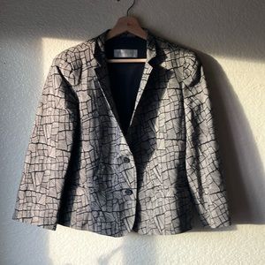 MaxMara Made in Italy Ellisse Abstract Jacquard Black&White Blazer women 14 (12)